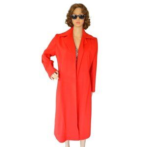 Vintage 70s Victor Joris for Riva Neiman Marcus Bright Red Wool Trench Coat S/M